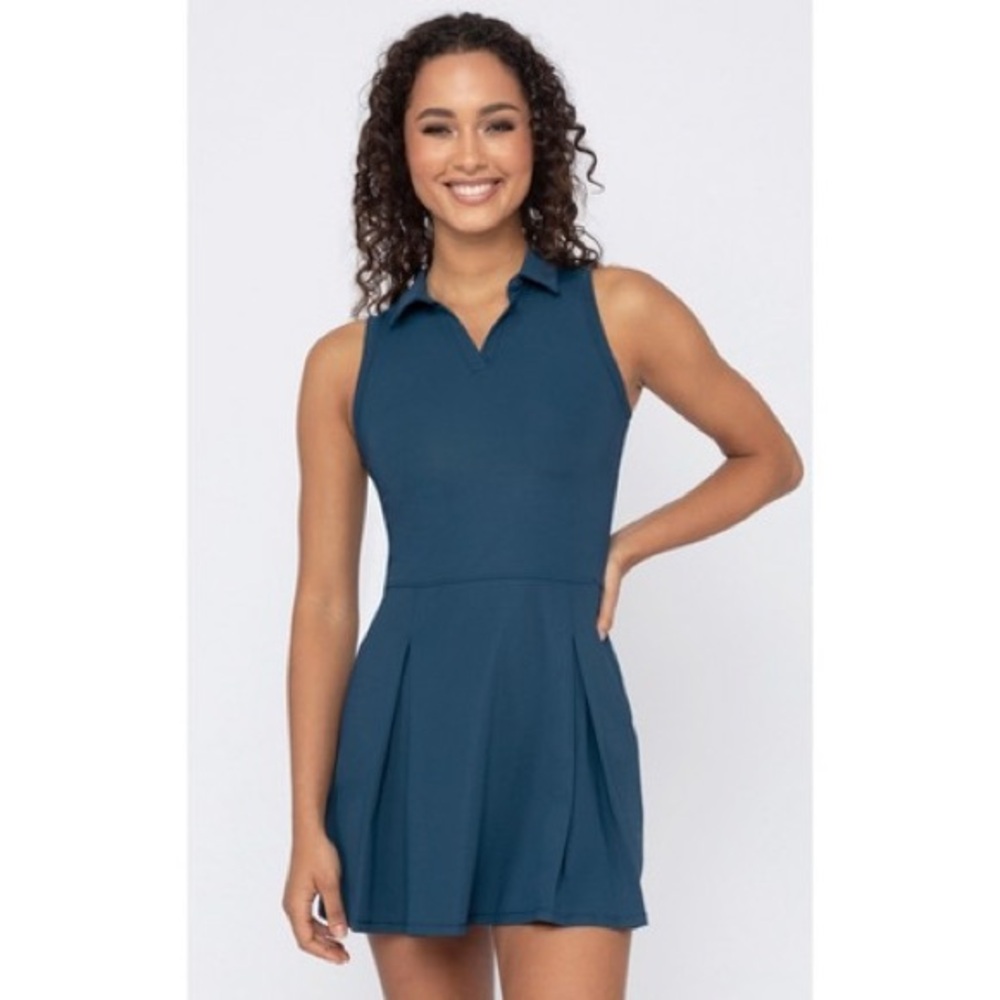 90 Degree By Reflex Airlux Charm Pleated Tennis Dress with Collar - Large - NWT